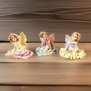 Vintage  Collectible K's Collections Fairy Angels Glitters Set Of 3 1990s 2.5" T